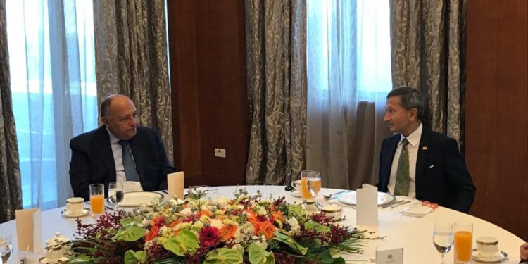 وزير الخارجية يبحث سبل تطوير العلاقات بين مصر وسنغافورة أثناء لقاء مع نظيره السنغافوري ‬ 1