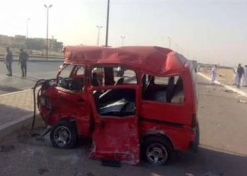 اصابة 7 اشخاص اثر حادث انقلاب سيارة بصحراوي البحيرة