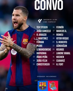 قائمة برشلونة لمباراة ريال سوسيداد في الدوري الإسباني